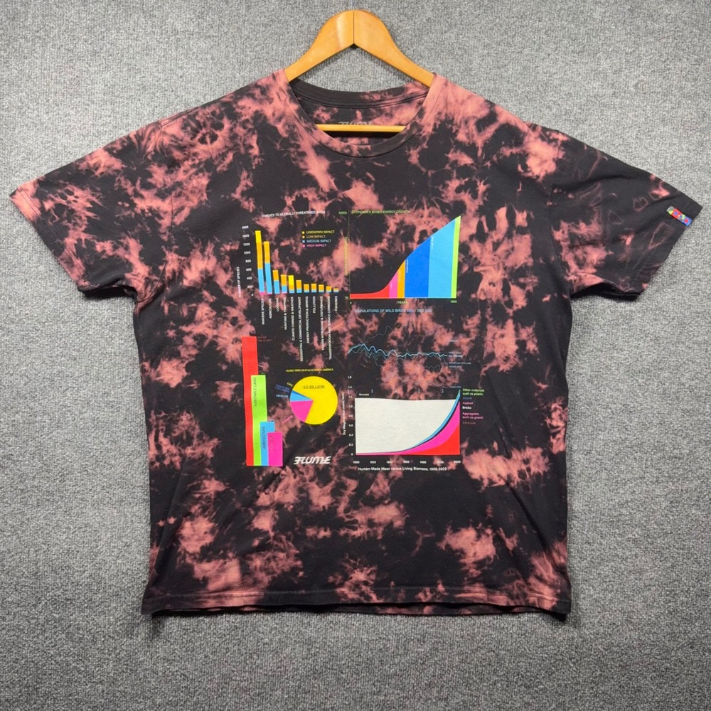 Flume Shirt Mens XXL Graphic Concert Tee Tie Dye Data Science